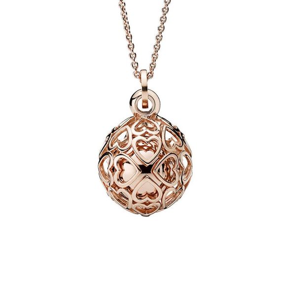 Pandora Jewelry - Pandora Rose 14K Rose Gold Plated Chiming Filigree Hearts Pendant Necklace